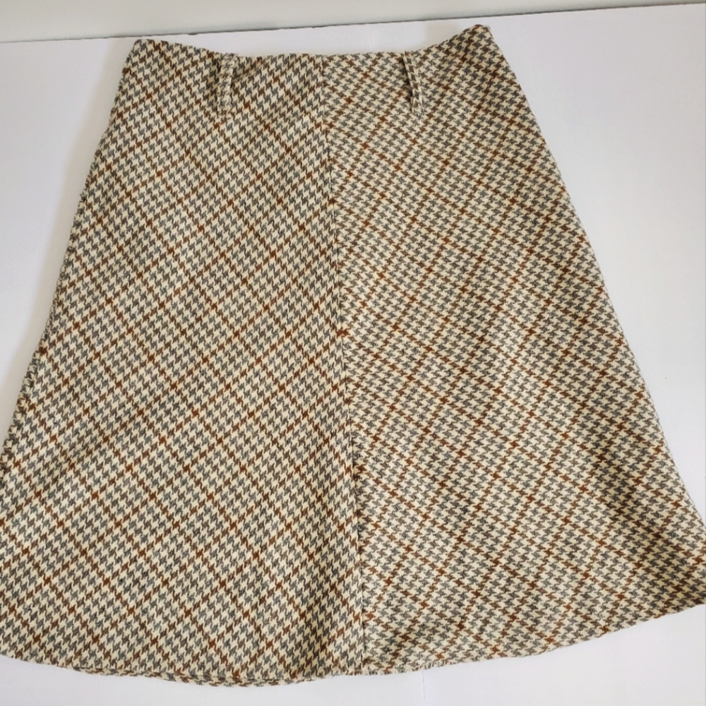 CONTEMPORARY EDGE Brown and Tan A Line Skirt Vintage 8 Light Dark Academia Prep